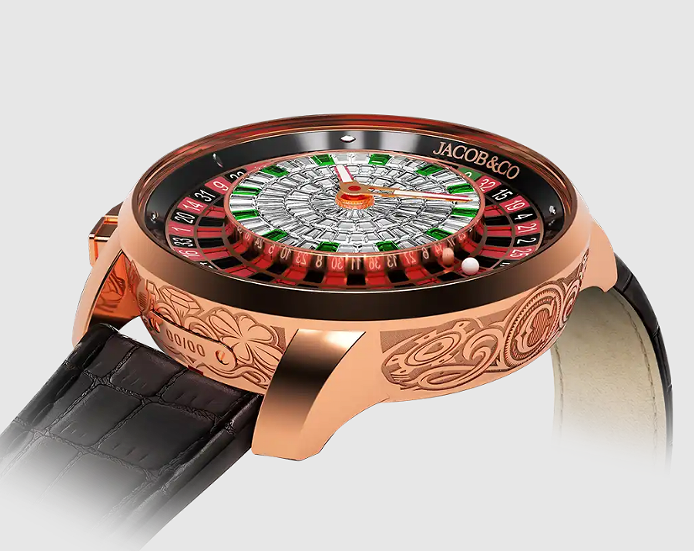Review Jacob & Co casino tourbillon ROSE GOLD BAGUETTE WITH ENGRAVING CA100.40.AL.BA.A Replica watch